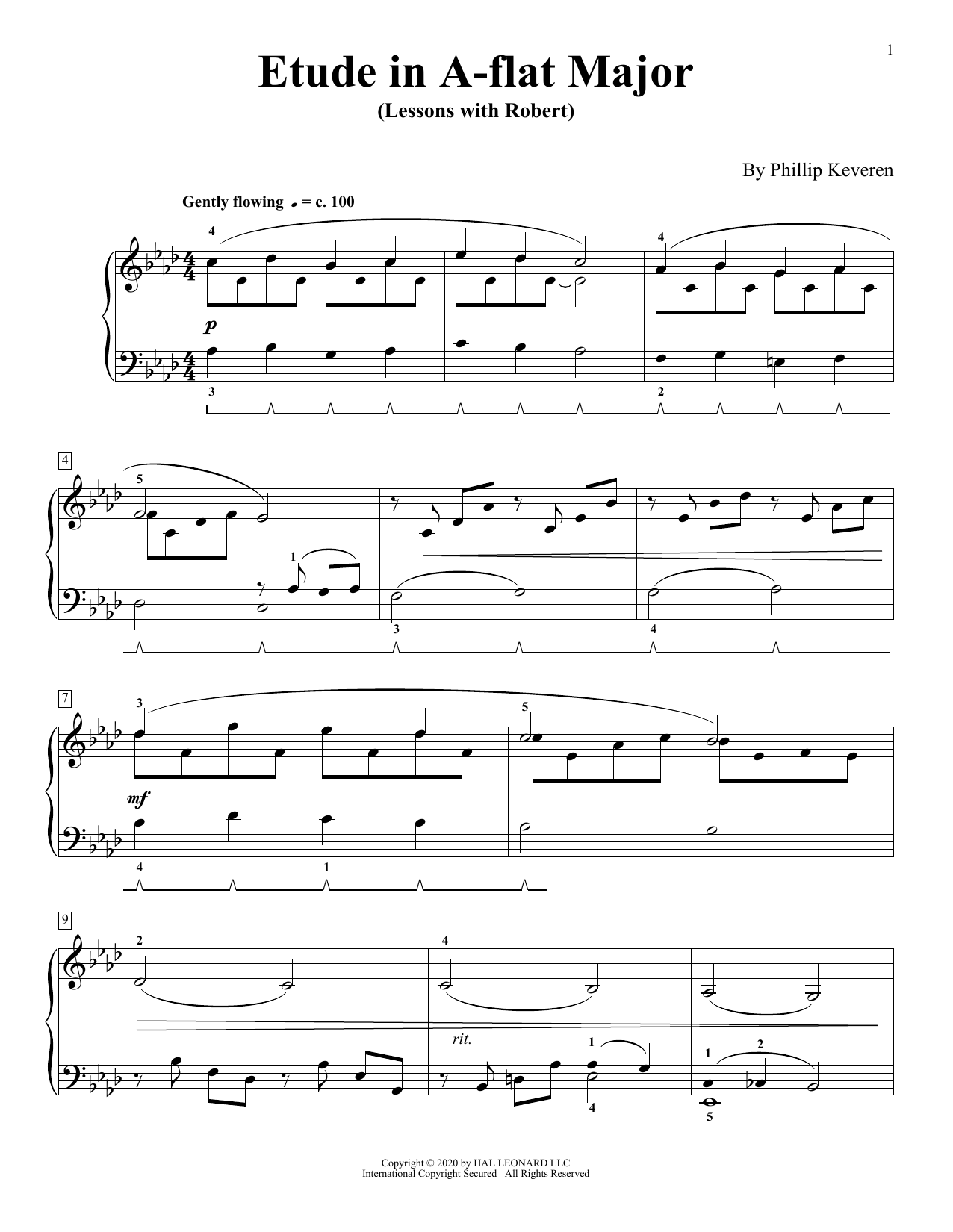 Phillip Keveren Etude In A-Flat Major (Lessons With Robert) sheet music notes and chords. Download Printable PDF.