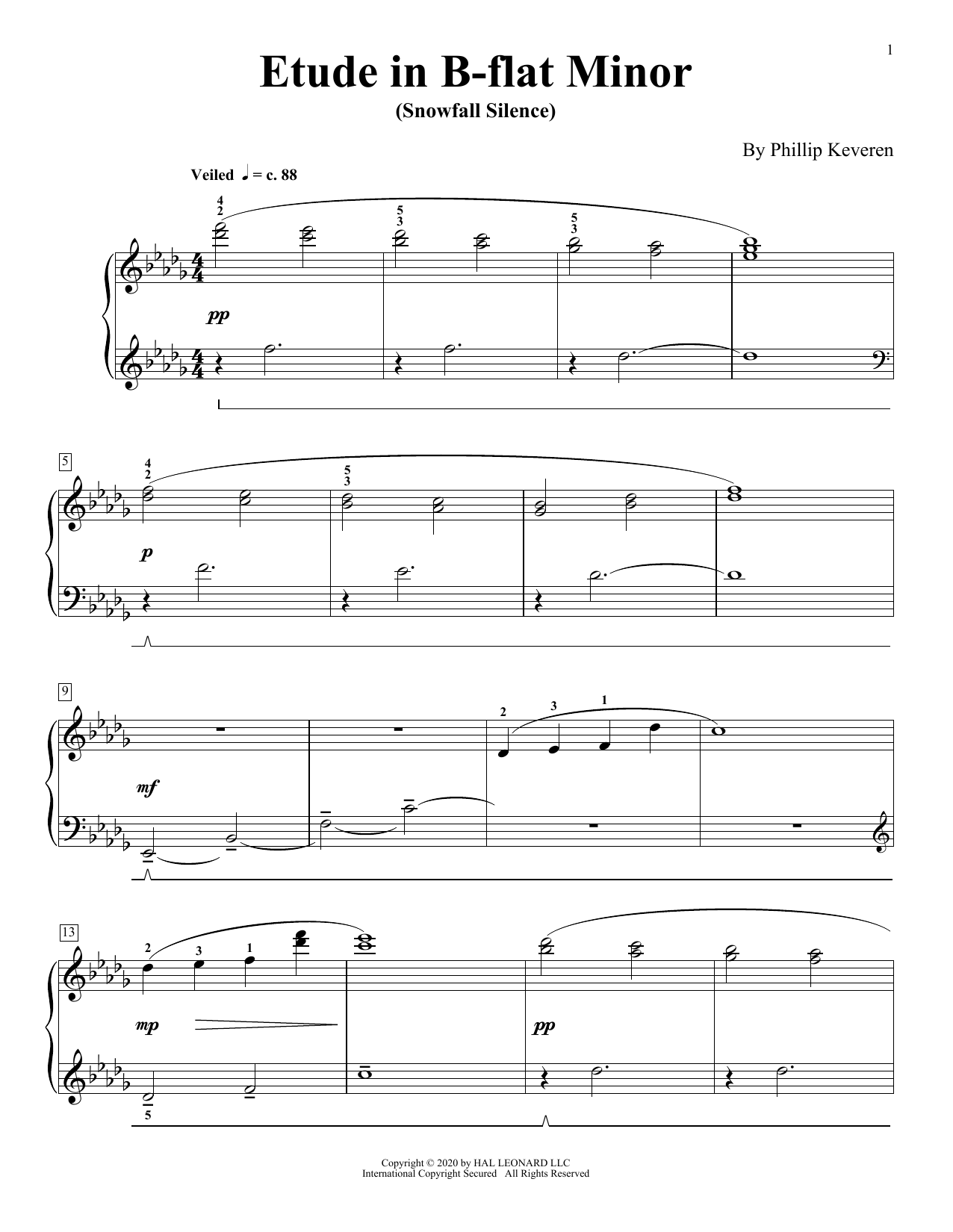 Learn to play Phillip Keveren Etude In B-Flat Minor (Snowfall Silence) sheet music for Piano Solo in minutes. Price: 7.8900$ Phillip Keveren Etude In B-Flat Minor (Snowfall Silence) sheet music notes and chords arranged for Piano Solo