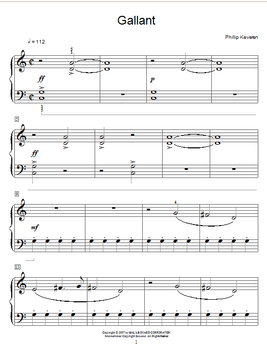 Learn to play Phillip Keveren Gallant sheet music for Piano Solo in minutes. Price: 7.8900$ Phillip Keveren Gallant sheet music notes and chords arranged for Piano Solo