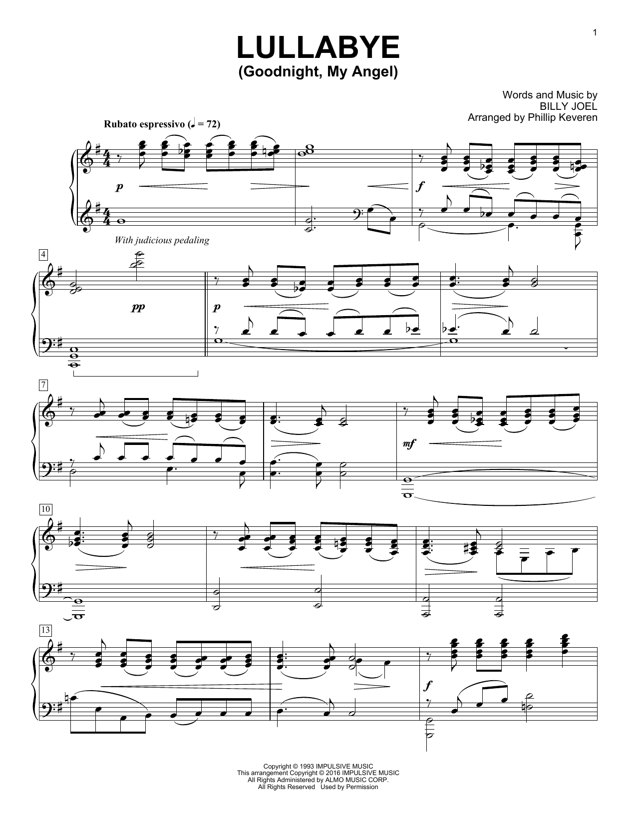 Phillip Keveren Lullabye (Goodnight, My Angel) [Classical version] (arr. Phillip Keveren) sheet music notes and chords. Download Printable PDF.