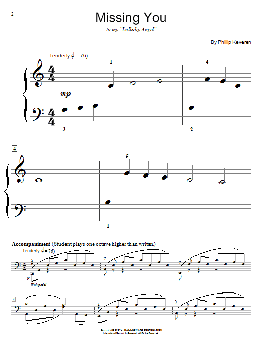 Phillip Keveren Missing You sheet music notes and chords. Download Printable PDF.