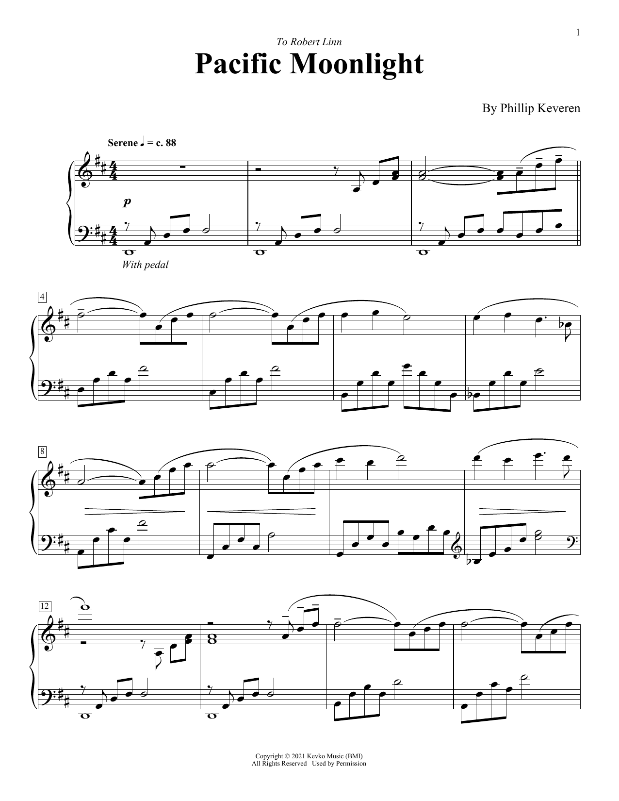 Phillip Keveren Pacific Moonlight sheet music notes and chords. Download Printable PDF.