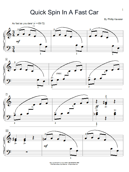 Learn to play Phillip Keveren Quick Spin In A Fast Car sheet music for Educational Piano in minutes. Price: 6.9900$ Phillip Keveren Quick Spin In A Fast Car sheet music notes and chords arranged for Educational Piano
