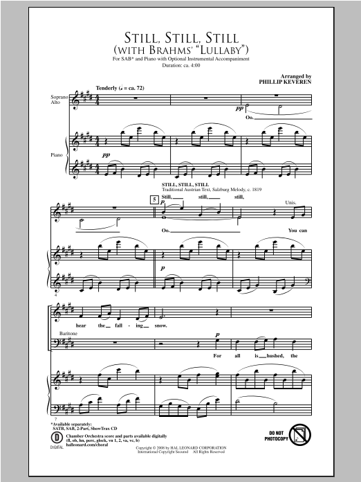 Johannes Brahms Still, Still, Still (with Brahm's Lullaby) (arr. Phillip Keveren) sheet music notes and chords. Download Printable PDF.