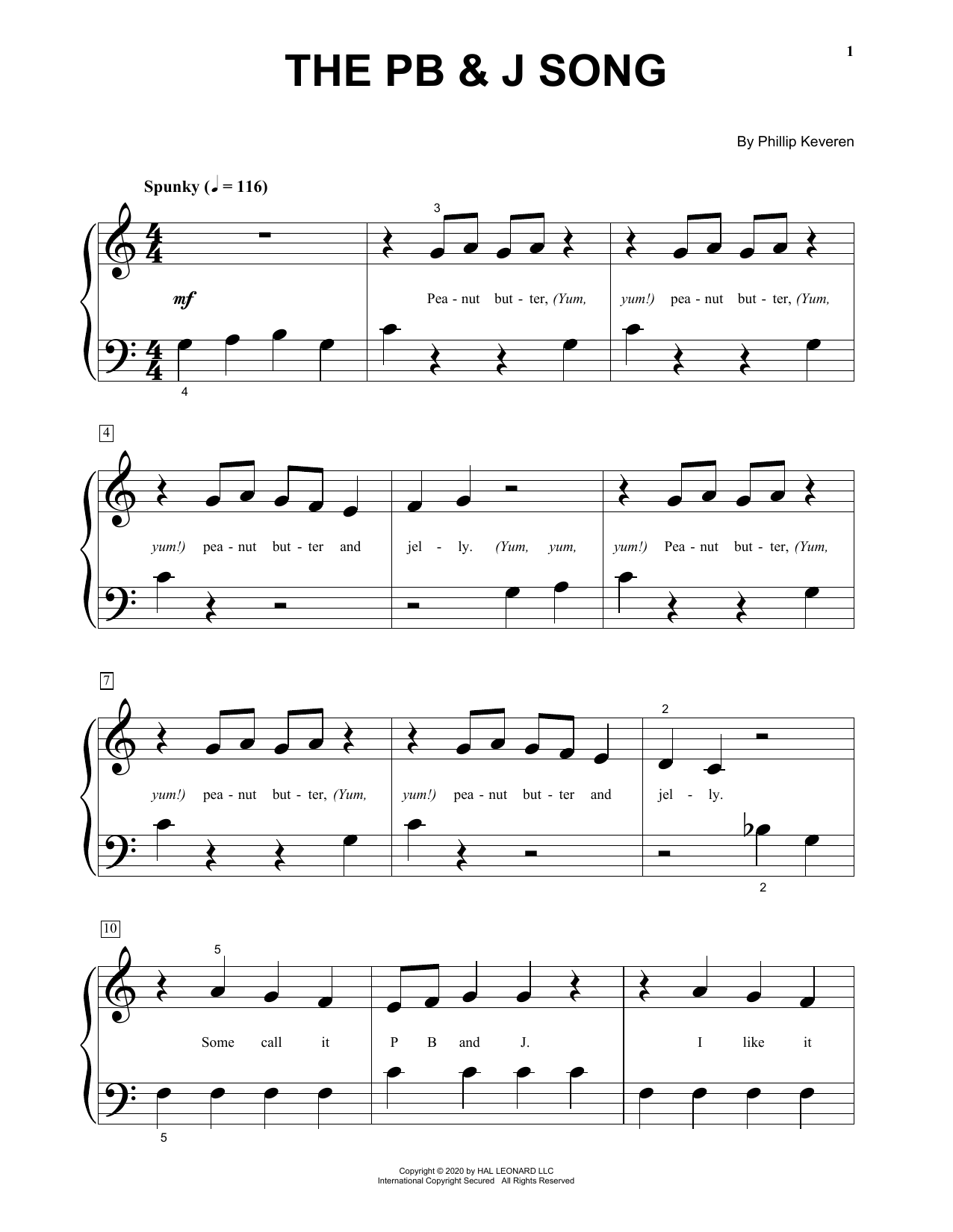 Phillip Keveren The PB & J Song sheet music notes and chords. Download Printable PDF.