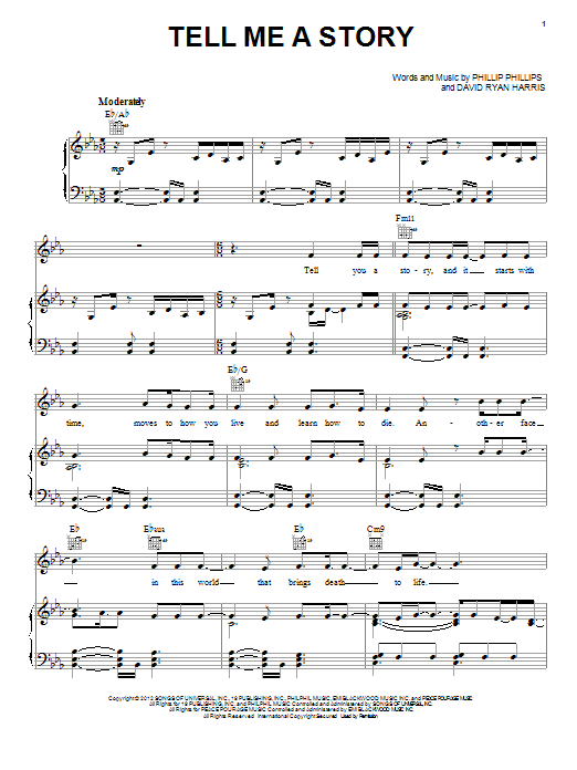 Learn to play Phillip Phillips Tell Me A Story sheet music for Piano, Vocal & Guitar Chords (Right-Hand Melody) in minutes. Price: 7.8900$ Phillip Phillips Tell Me A Story sheet music notes and chords arranged for Piano, Vocal & Guitar Chords (Right-Hand Melody)