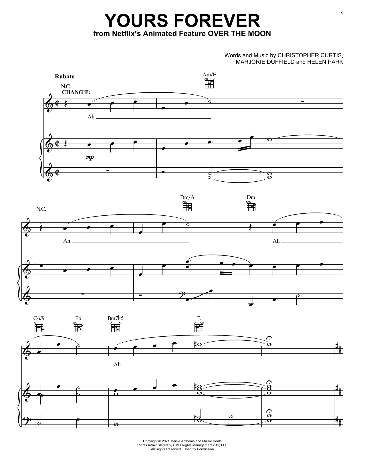 Learn to play Phillipa Soo and Conrad Ricamora Yours Forever (from Over The Moon) sheet music for Piano, Vocal & Guitar Chords (Right-Hand Melody) in minutes. Price: 7.8900$ Phillipa Soo and Conrad Ricamora Yours Forever (from Over The Moon) sheet music notes and chords arranged for Piano, Vocal & Guitar Chords (Right-Hand Melody)