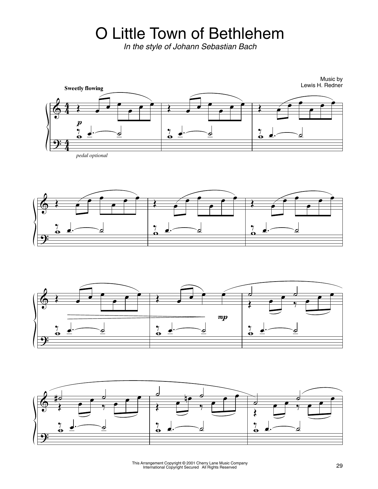 Phillips Brooks O Little Town Of Bethlehem (in the style of J.S. Bach) (arr. Carol Klose) sheet music notes and chords. Download Printable PDF.