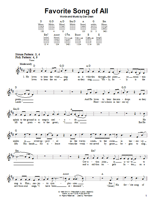 Phillips, Craig & Dean Favorite Song Of All sheet music notes and chords. Download Printable PDF.