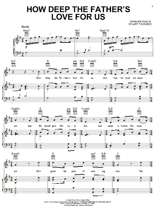 Phillips, Craig & Dean How Deep The Father's Love For Us sheet music notes and chords. Download Printable PDF.