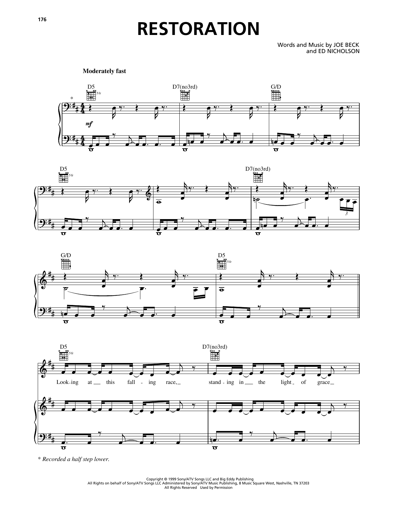 Phillips, Craig & Dean Restoration sheet music notes and chords arranged for Piano, Vocal & Guitar Chords (Right-Hand Melody)