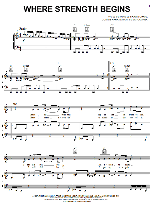 Phillips, Craig & Dean Where Strength Begins sheet music notes and chords arranged for Piano, Vocal & Guitar Chords (Right-Hand Melody)