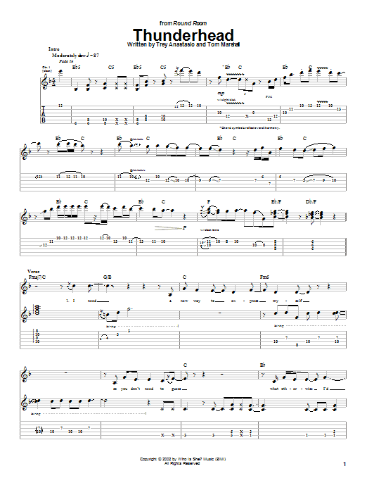 Phish Thunderhead sheet music notes and chords arranged for Guitar Tab