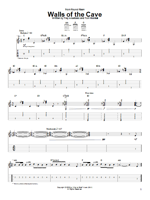 Phish Walls Of The Cave sheet music notes and chords arranged for Guitar Tab