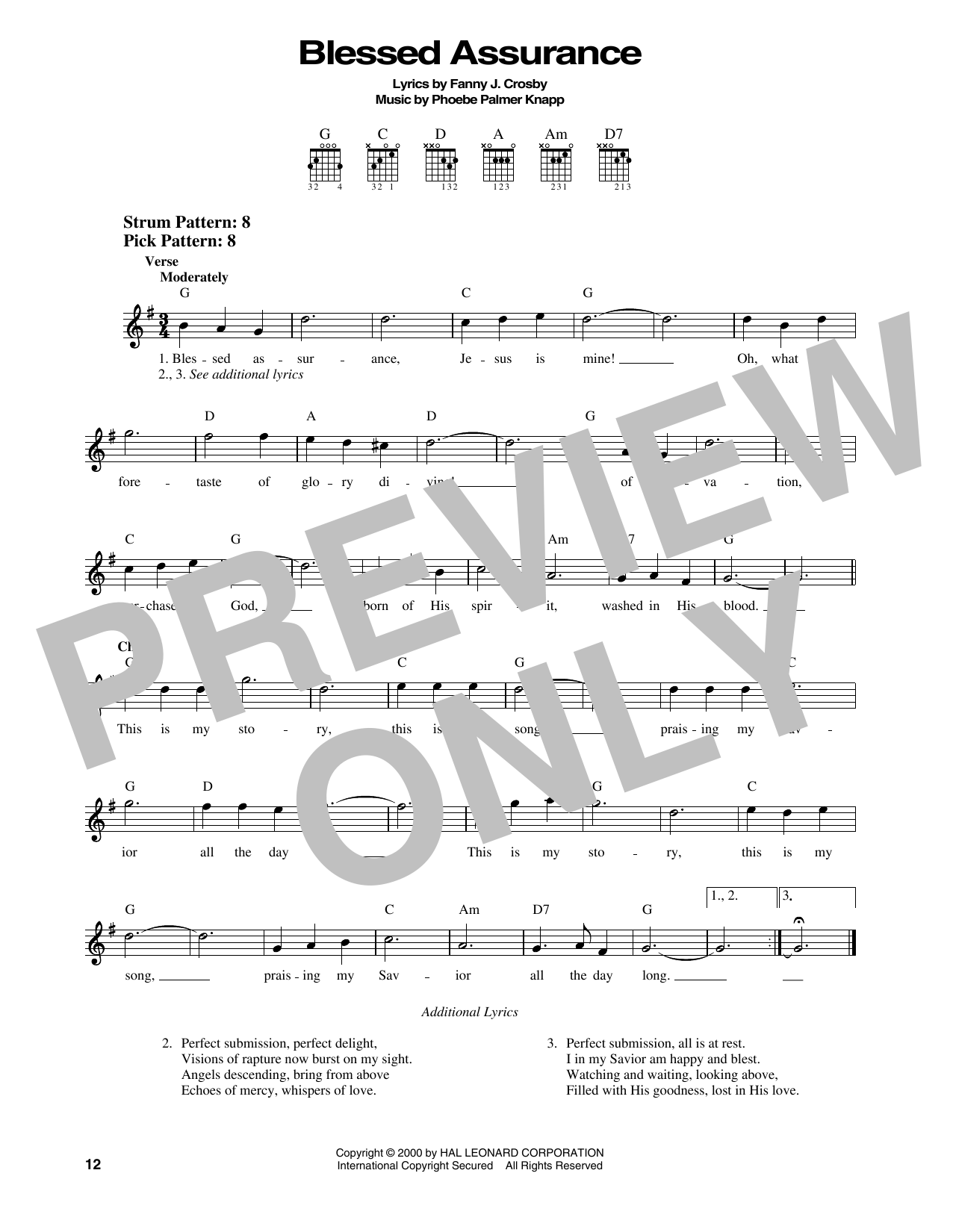 Phoebe Palmer Knapp Blessed Assurance sheet music notes and chords. Download Printable PDF.