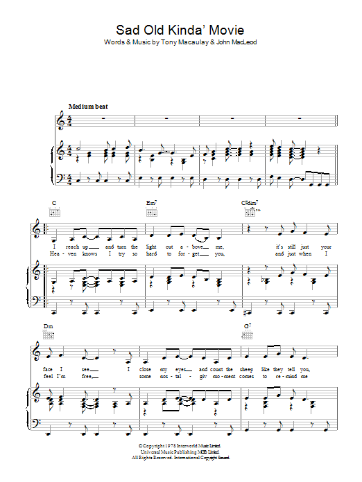 Learn to play Pickettywitch Sad Old Kinda Movie (It's Like A) sheet music for Piano, Vocal & Guitar Chords in minutes. Price: 7.8900$ Pickettywitch Sad Old Kinda Movie (It's Like A) sheet music notes and chords arranged for Piano, Vocal & Guitar Chords