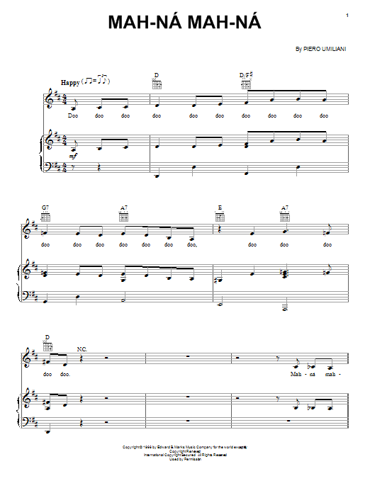 Piero Umiliani Mah-Na Mah-Na sheet music notes and chords. Download Printable PDF.