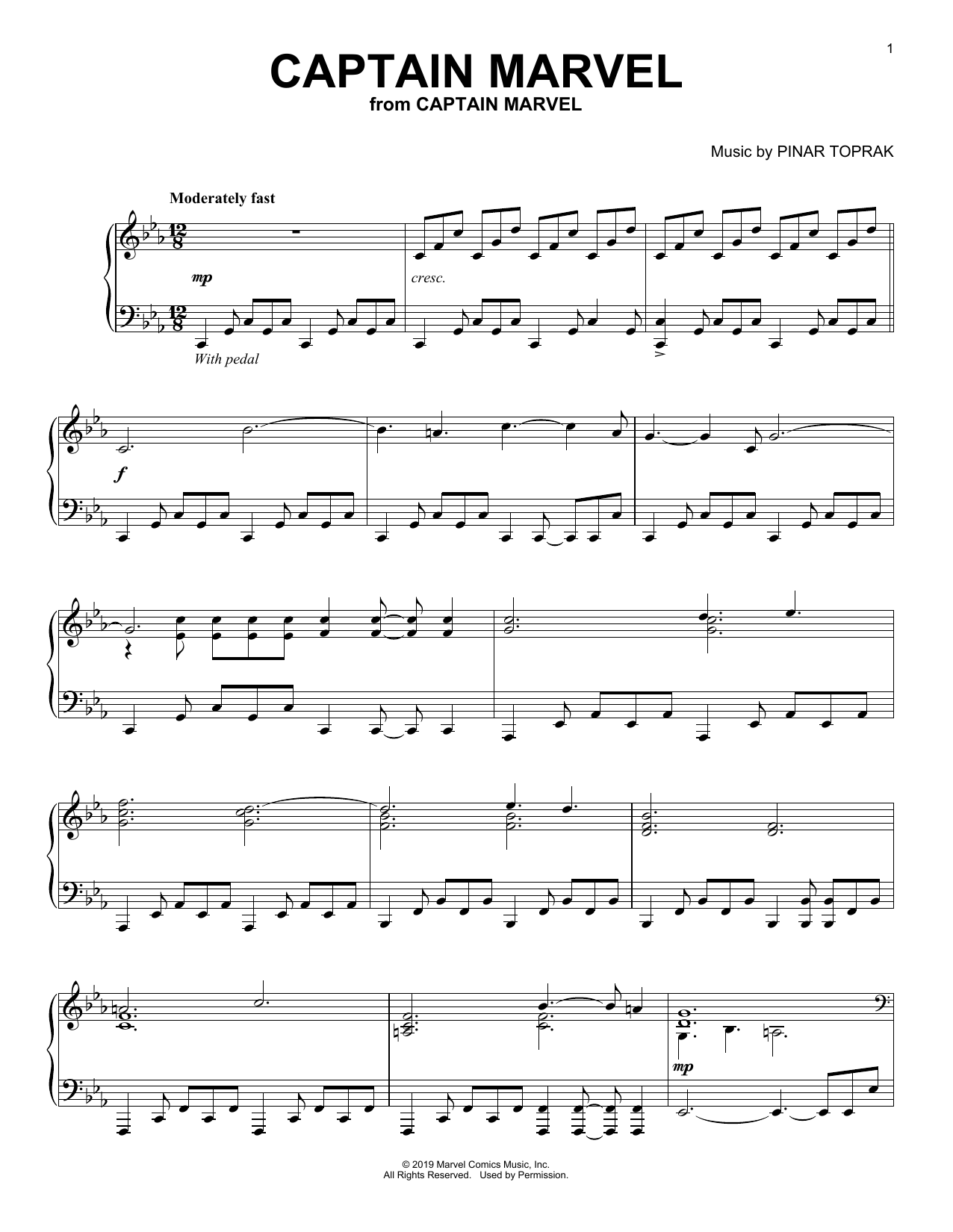 Learn to play Pinar Toprak Captain Marvel sheet music for Piano Solo in minutes. Price: 6.9900$ Pinar Toprak Captain Marvel sheet music notes and chords arranged for Piano Solo