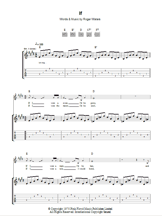 Pink Floyd If sheet music notes and chords. Download Printable PDF.