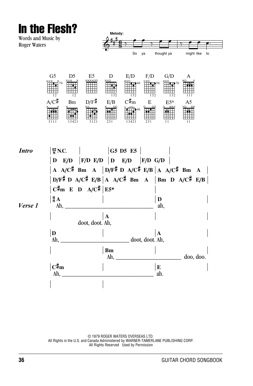 Pink Floyd In The Flesh? sheet music notes and chords. Download Printable PDF.