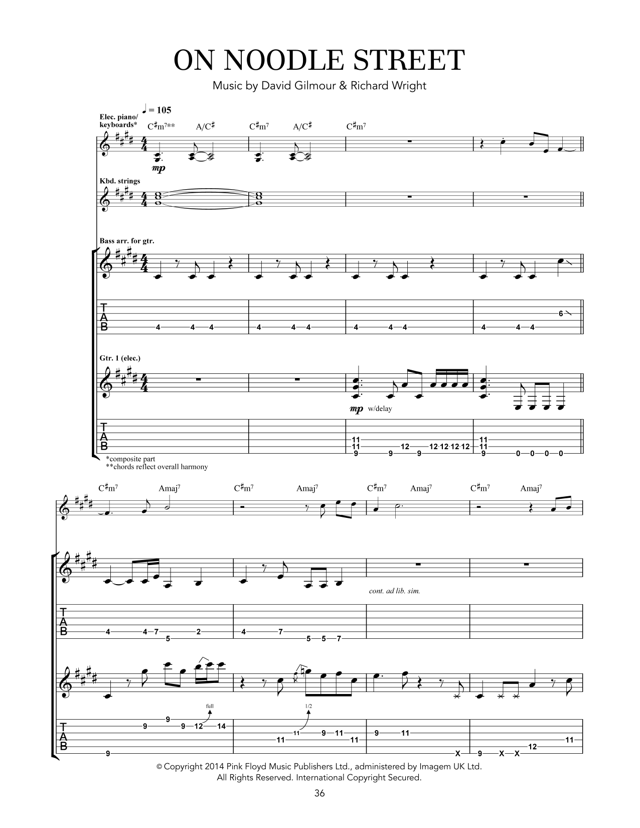 Learn to play Pink Floyd On Noodle Street sheet music for Guitar Tab in minutes. Price: 7.8900$ Pink Floyd On Noodle Street sheet music notes and chords arranged for Guitar Tab