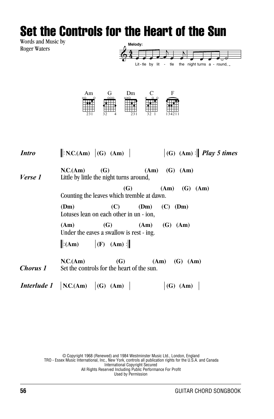 Pink Floyd Set The Controls For The Heart Of The Sun sheet music notes and chords. Download Printable PDF.