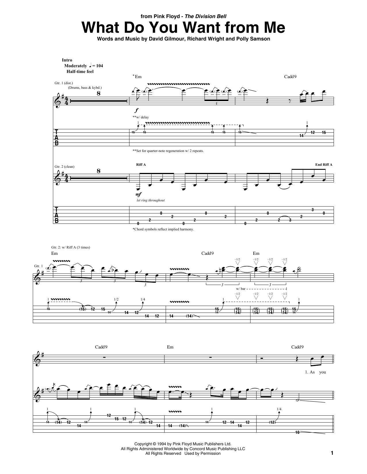 Learn to play Pink Floyd What Do You Want From Me sheet music for Guitar Tab in minutes. Price: 7.8900$ Pink Floyd What Do You Want From Me sheet music notes and chords arranged for Guitar Tab
