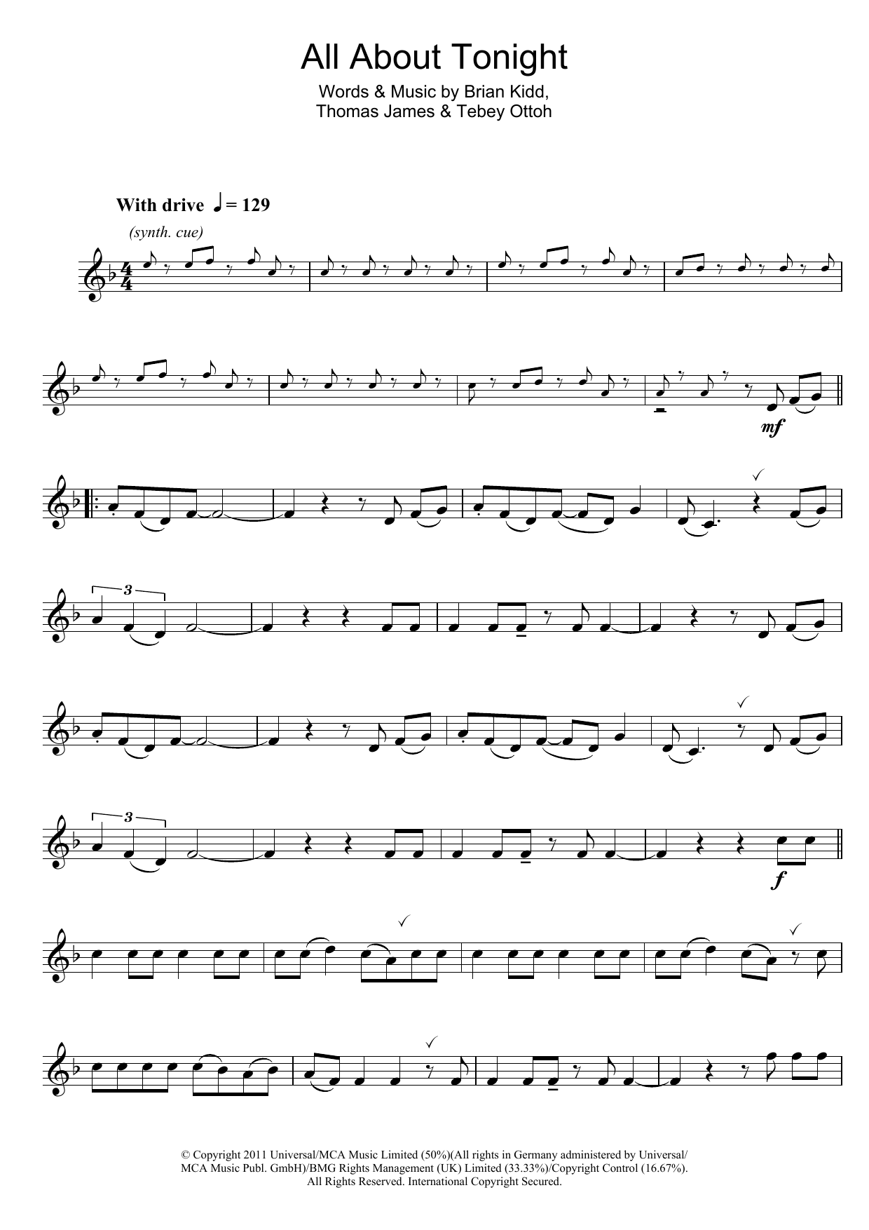 Pixie Lott All About Tonight sheet music notes and chords. Download Printable PDF.