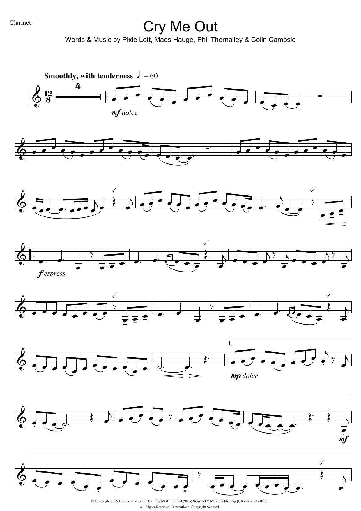 Pixie Lott Cry Me Out sheet music notes and chords. Download Printable PDF.