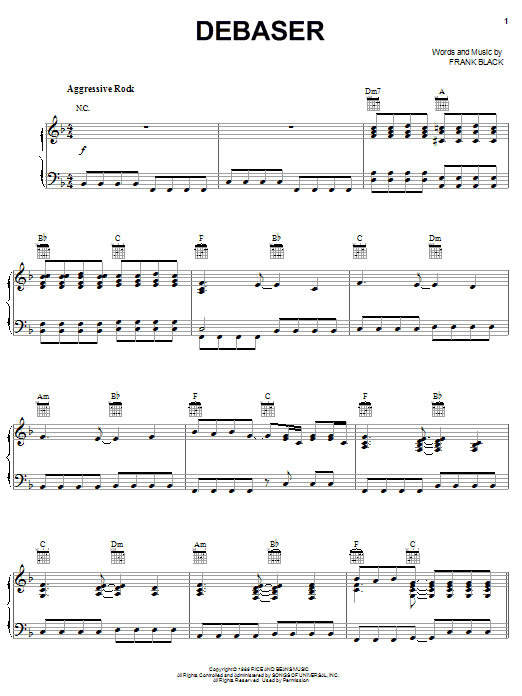 Pixies Debaser sheet music notes and chords. Download Printable PDF.