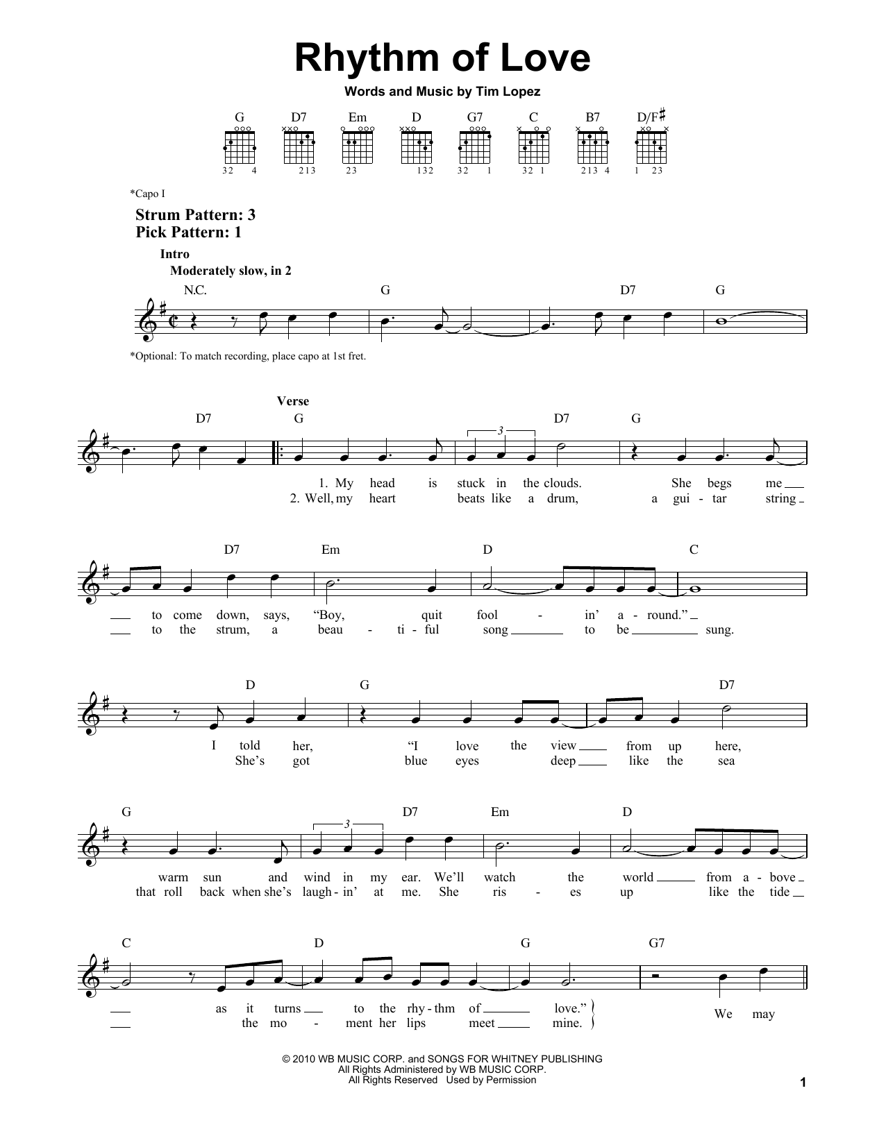 Plain White Ts Rhythm Of Love sheet music notes and chords. Download Printable PDF.