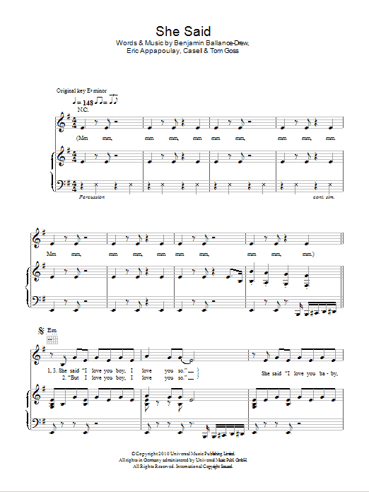 Plan B She Said sheet music notes and chords. Download Printable PDF.