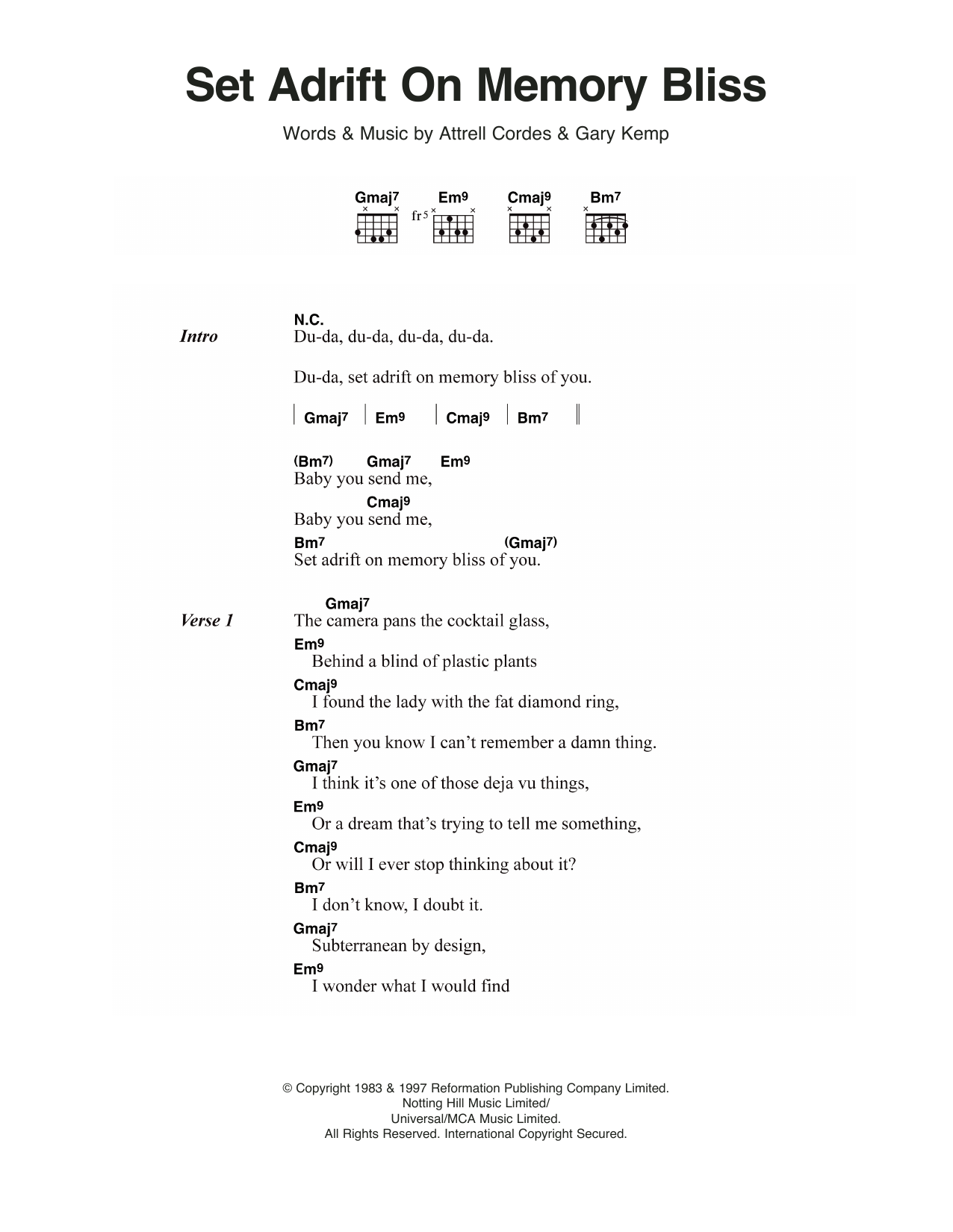 Learn to play P.M. Dawn Set Adrift On Memory Bliss sheet music for Guitar Chords/Lyrics in minutes. Price: 4.4900$ P.M. Dawn Set Adrift On Memory Bliss sheet music notes and chords arranged for Guitar Chords/Lyrics