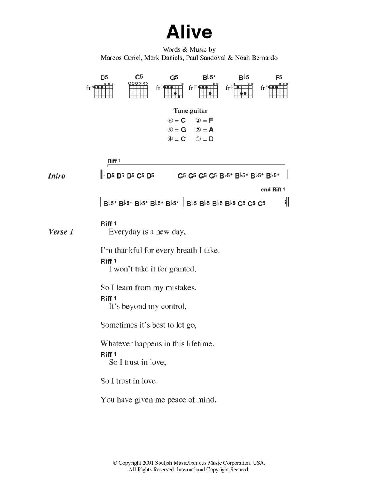 Learn to play P.O.D. Alive sheet music for Guitar Chords/Lyrics in minutes. Price: 4.4900$ P.O.D. Alive sheet music notes and chords arranged for Guitar Chords/Lyrics