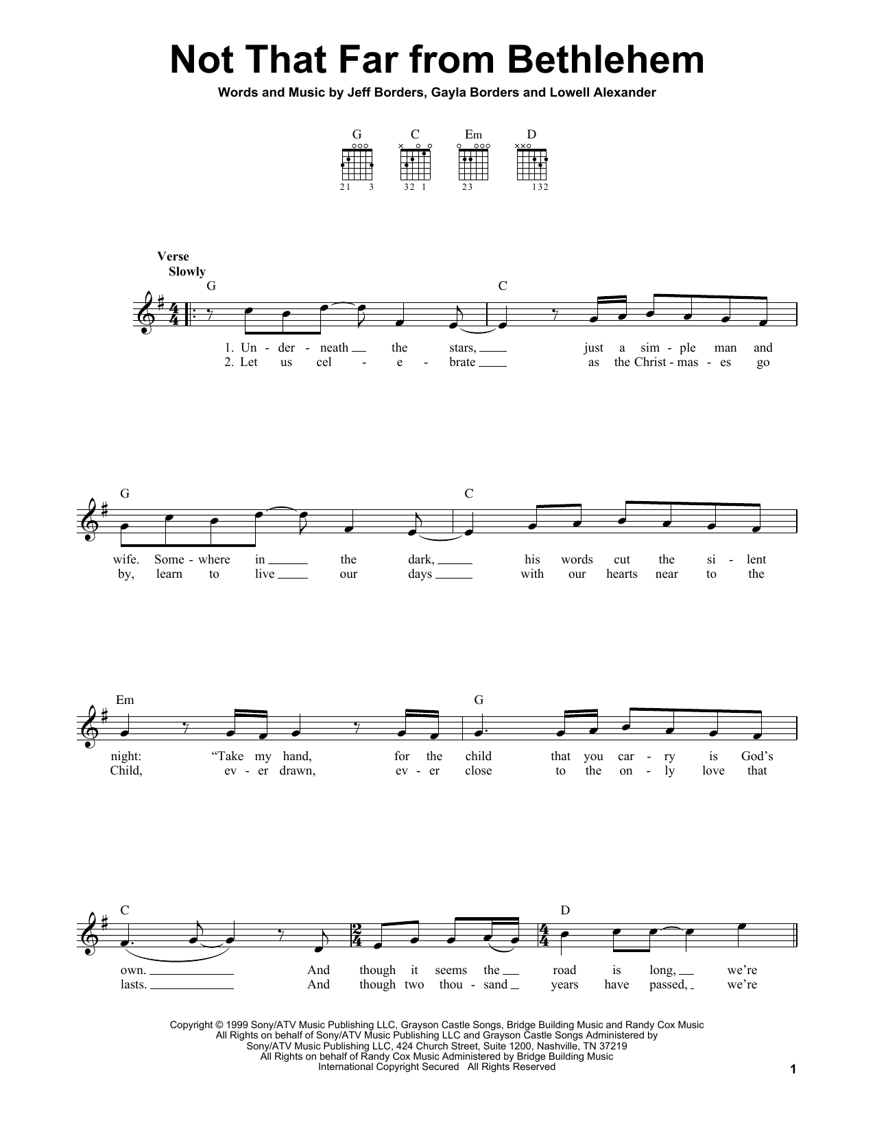 Jeff Borders Not That Far From Bethlehem sheet music notes and chords. Download Printable PDF.