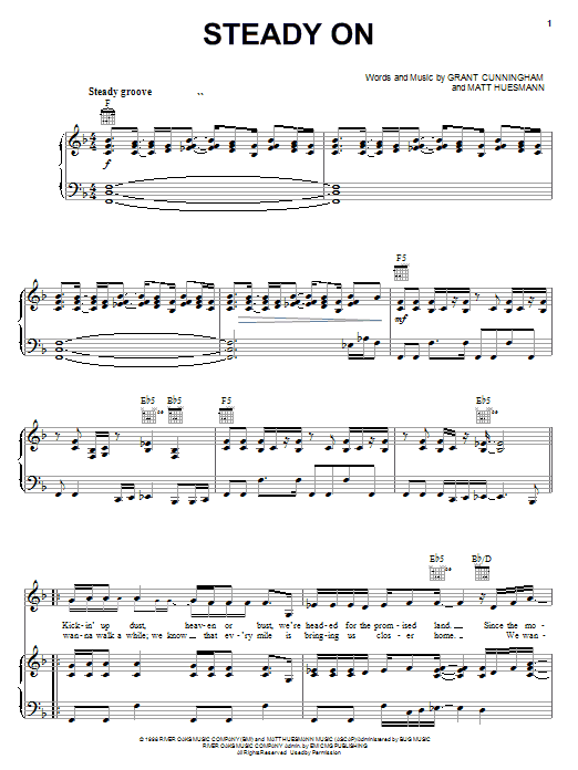 Point Of Grace Steady On sheet music notes and chords arranged for Piano, Vocal & Guitar Chords (Right-Hand Melody)