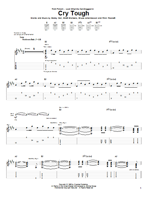 Learn to play Poison Cry Tough sheet music for Guitar Tab in minutes. Price: 7.8900$ Poison Cry Tough sheet music notes and chords arranged for Guitar Tab