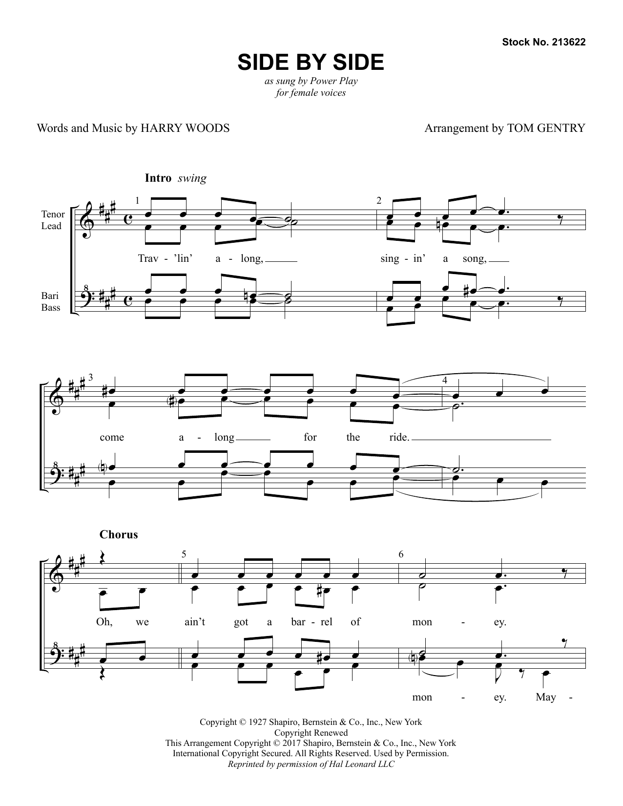 Learn to play Power Play Side By Side (arr. Tom Gentry) sheet music for SSAA Choir in minutes. Price: 3.9900$ Power Play Side By Side (arr. Tom Gentry) sheet music notes and chords arranged for SSAA Choir