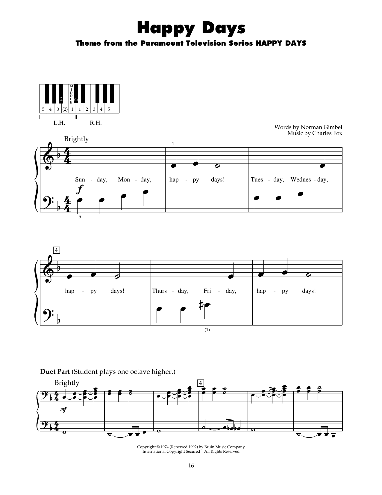 Pratt and McClain Happy Days sheet music notes and chords. Download Printable PDF.