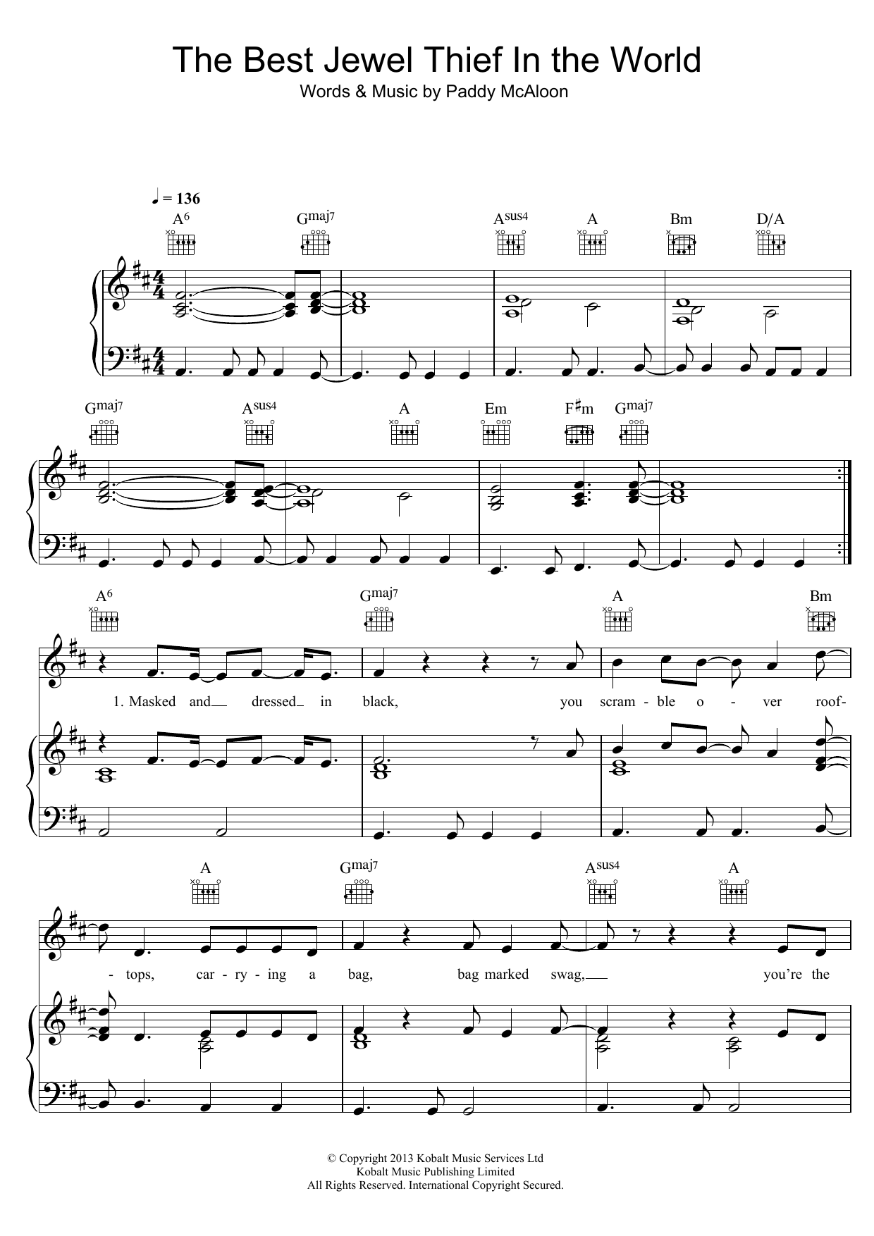 Learn to play Prefab Sprout The Best Jewel Thief In The World sheet music for Piano, Vocal & Guitar Chords in minutes. Price: 7.8900$ Prefab Sprout The Best Jewel Thief In The World sheet music notes and chords arranged for Piano, Vocal & Guitar Chords