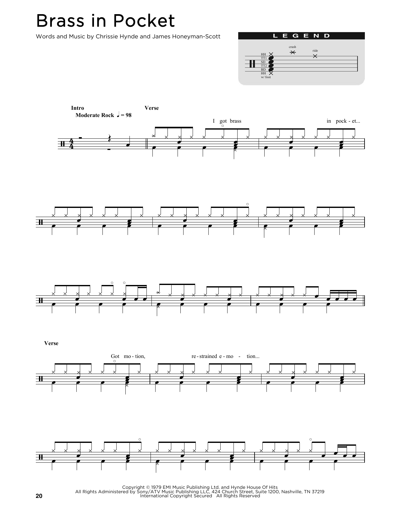 Pretenders Brass In Pocket sheet music notes and chords. Download Printable PDF.