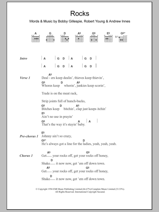 Learn to play Primal Scream Rocks sheet music for Guitar Chords/Lyrics in minutes. Price: 4.4900$ Primal Scream Rocks sheet music notes and chords arranged for Guitar Chords/Lyrics