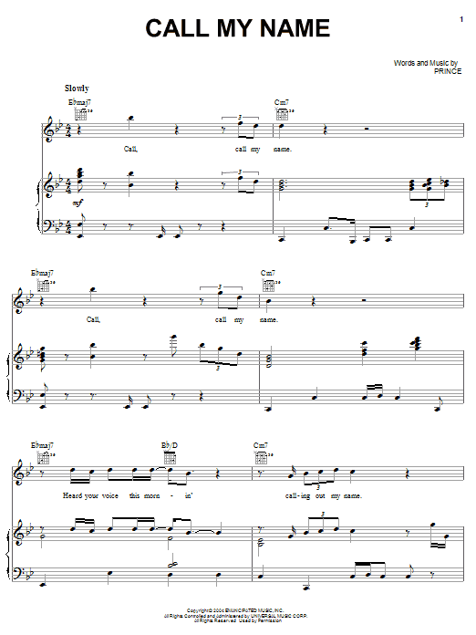 Learn to play Prince Call My Name sheet music for Piano, Vocal & Guitar Chords (Right-Hand Melody) in minutes. Price: 7.8900$ Prince Call My Name sheet music notes and chords arranged for Piano, Vocal & Guitar Chords (Right-Hand Melody)