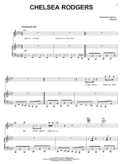 Learn to play Prince Chelsea Rodgers sheet music for Piano, Vocal & Guitar Chords (Right-Hand Melody) in minutes. Price: 7.8900$ Prince Chelsea Rodgers sheet music notes and chords arranged for Piano, Vocal & Guitar Chords (Right-Hand Melody)