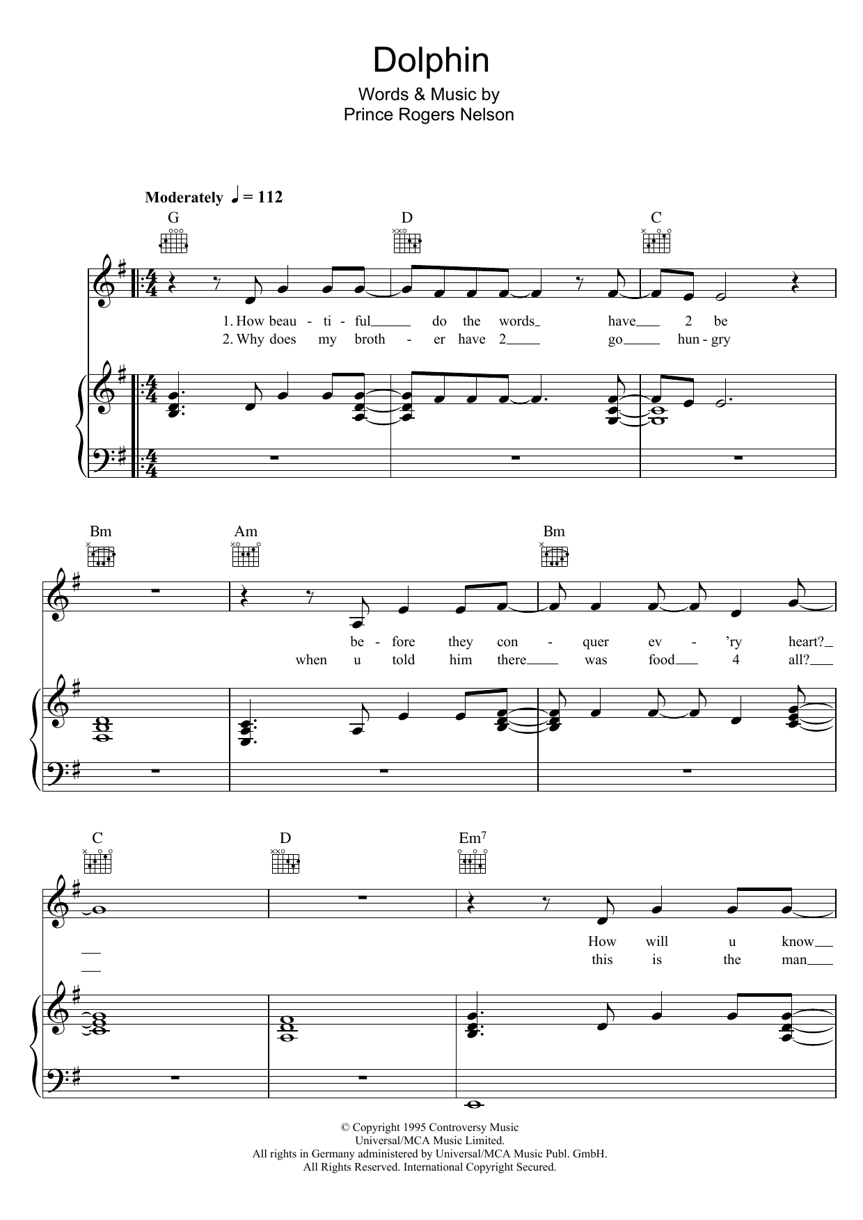 Learn to play Prince Dolphin sheet music for Piano, Vocal & Guitar Chords in minutes. Price: 7.8900$ Prince Dolphin sheet music notes and chords arranged for Piano, Vocal & Guitar Chords