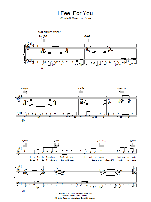 Prince I Feel For You sheet music notes and chords. Download Printable PDF.