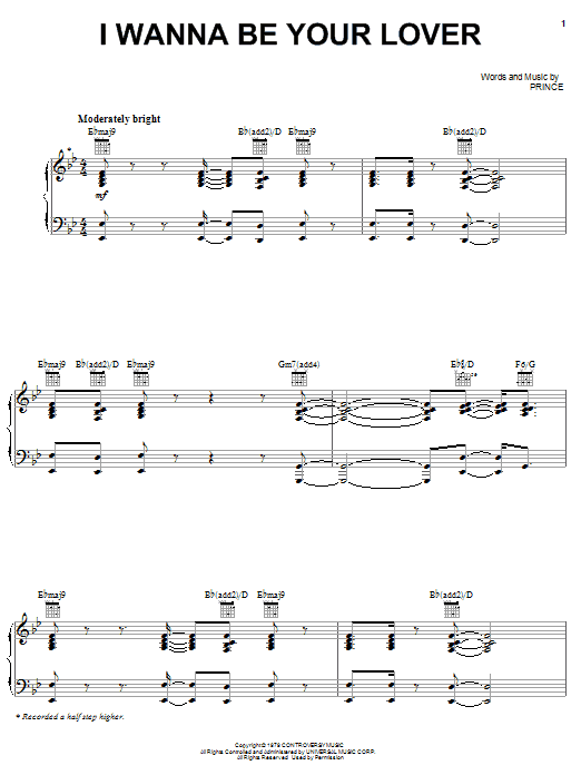 Prince I Wanna Be Your Lover sheet music notes and chords. Download Printable PDF.