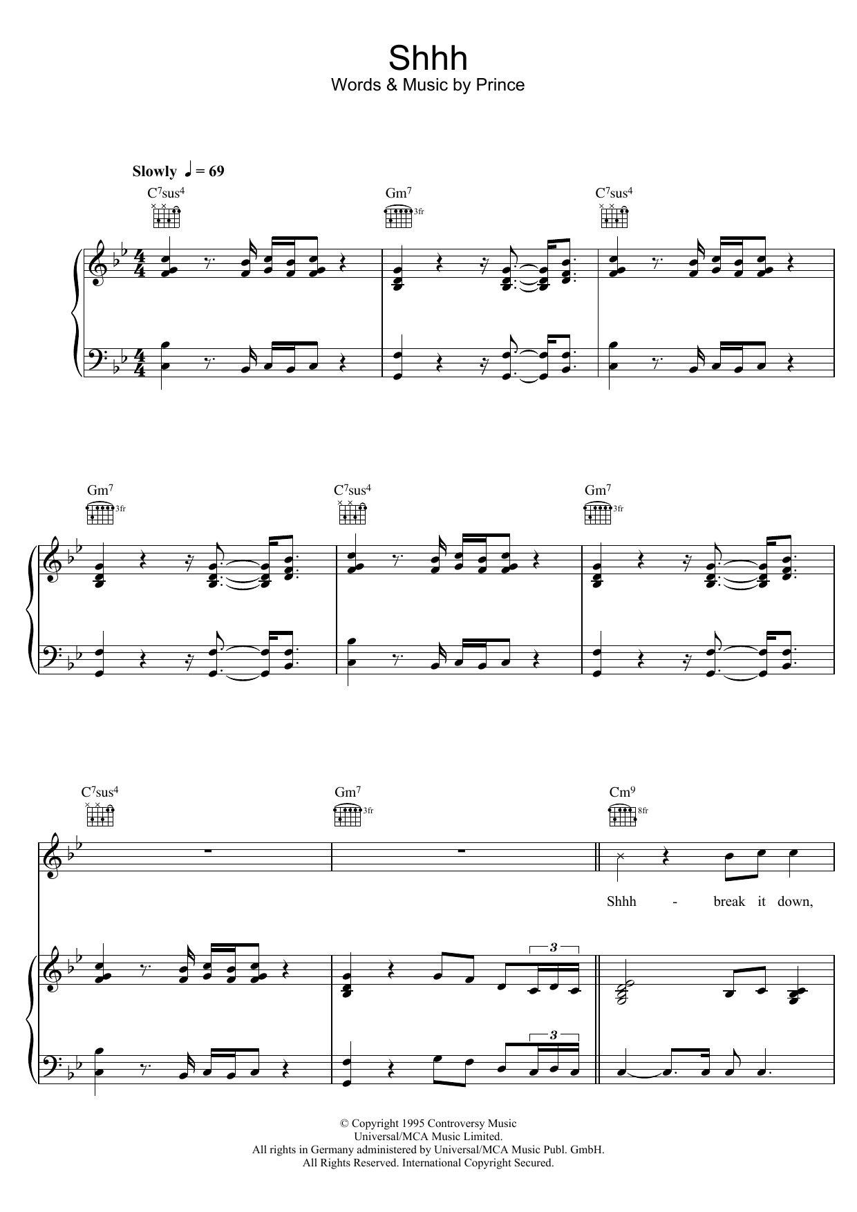 Prince Shhh sheet music notes and chords. Download Printable PDF.