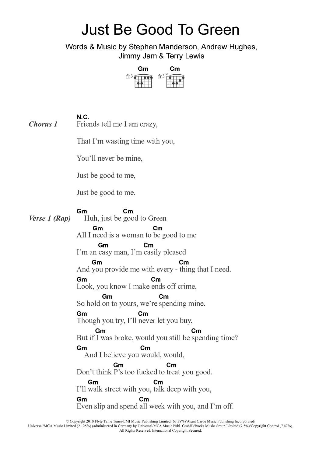 Professor Green Just Be Good To Green (featuring Lily Allen) sheet music notes and chords. Download Printable PDF.