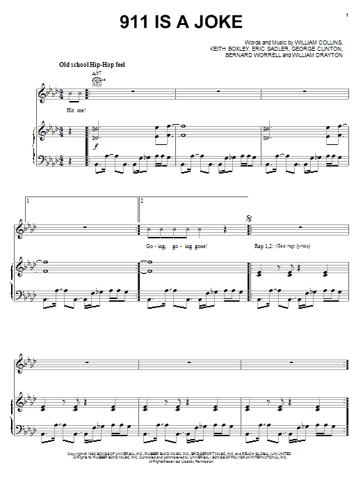 Learn to play Public Enemy 911 Is A Joke sheet music for Piano, Vocal & Guitar Chords (Right-Hand Melody) in minutes. Price: 7.8900$ Public Enemy 911 Is A Joke sheet music notes and chords arranged for Piano, Vocal & Guitar Chords (Right-Hand Melody)
